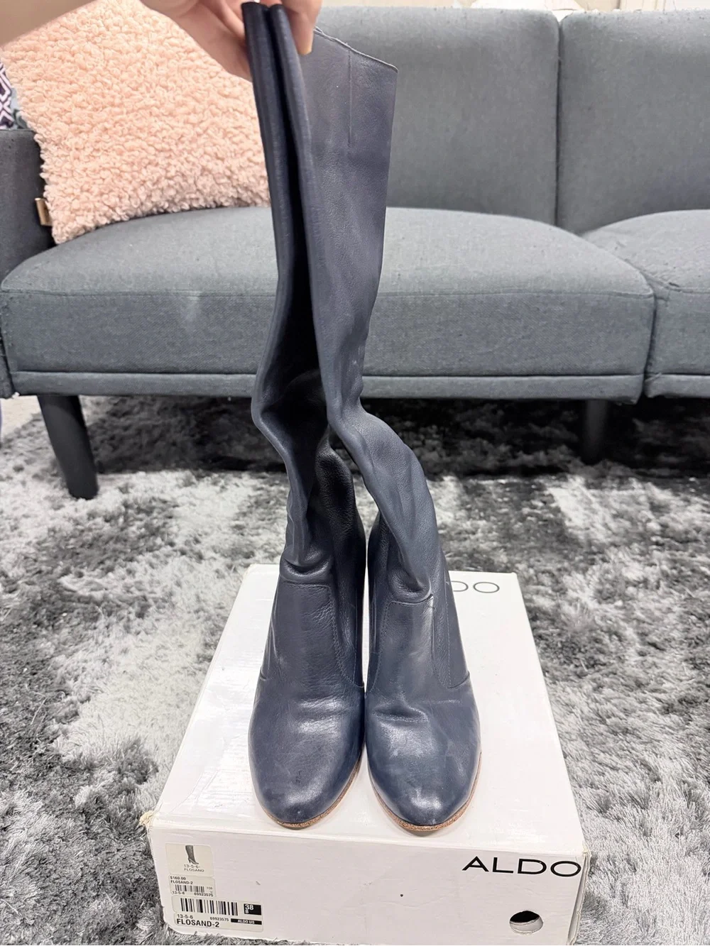 ALDO Navy Knee High Leather Boots